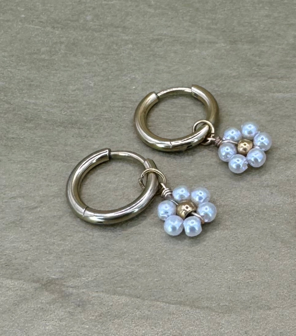 Small flower hoop earrings