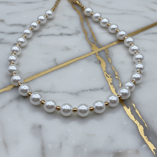 White & Gold Pearl Bracelet