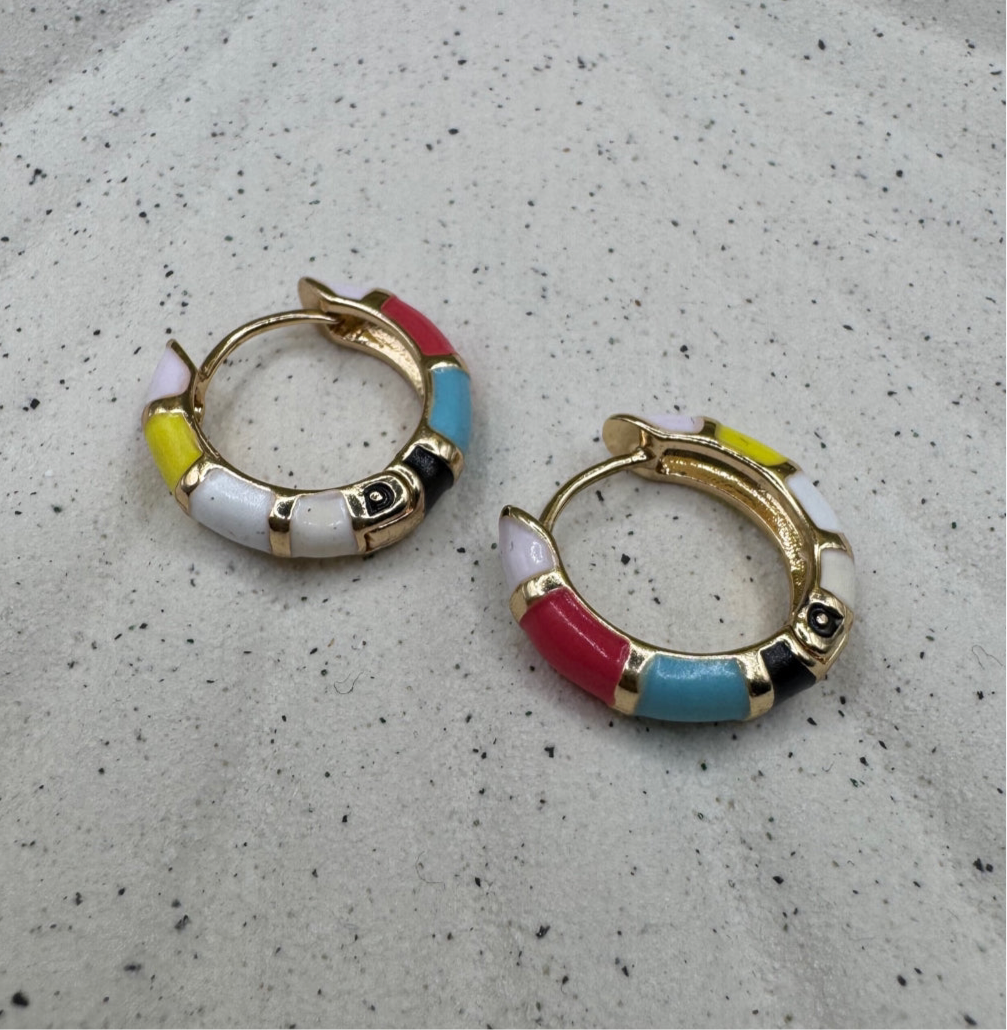 Enamel hoop earrings