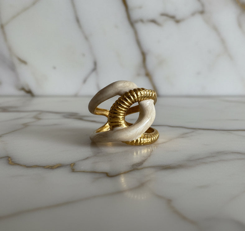 Gold & white Art adjustable rings