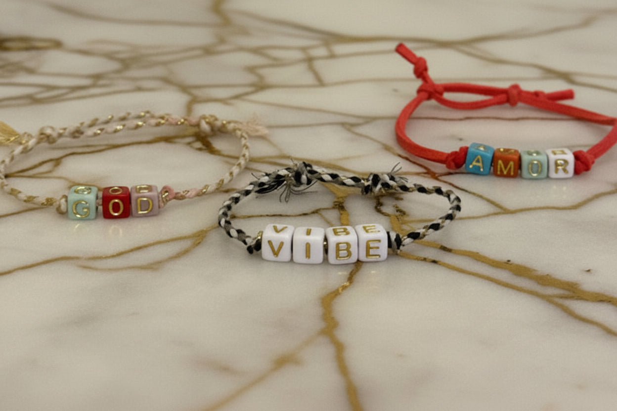 Handmade personalised initial bracelets