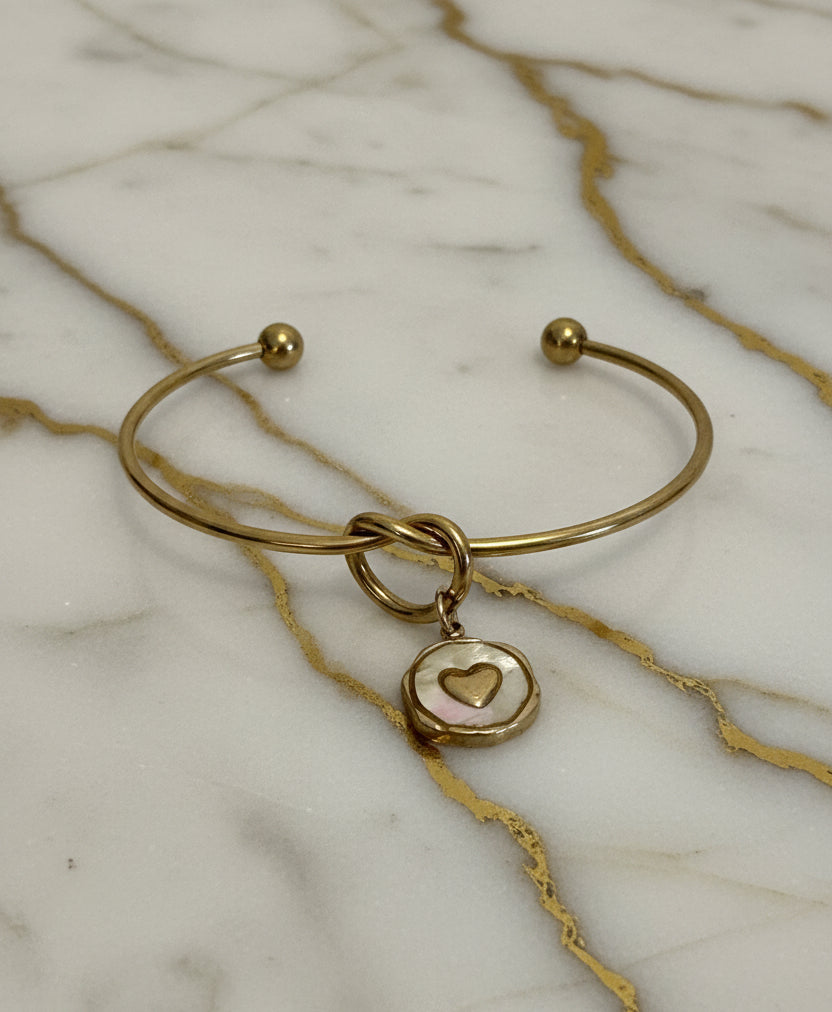 White & Heart Bangles Bracelets
