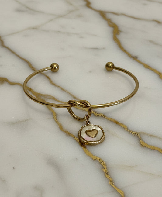 White & Heart Bangles Bracelets