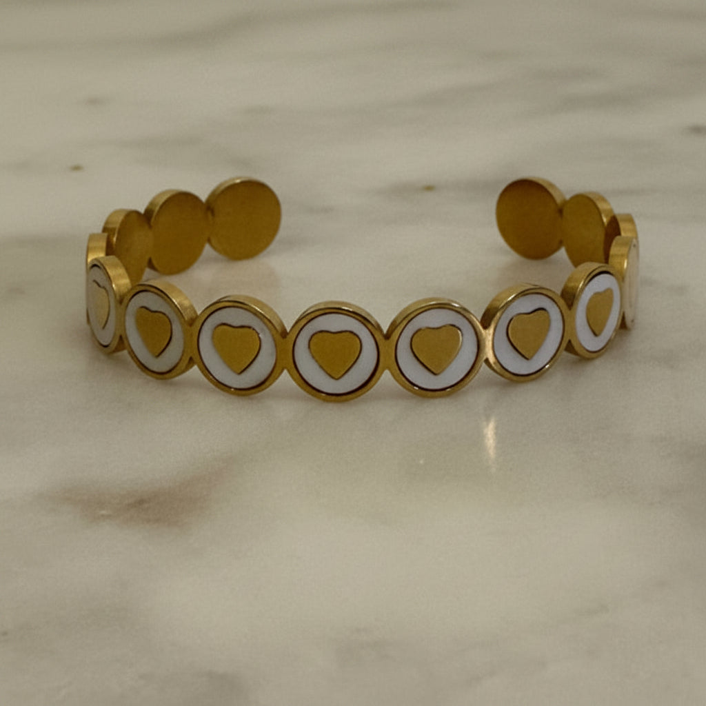 White & Heart Bangles Bracelets