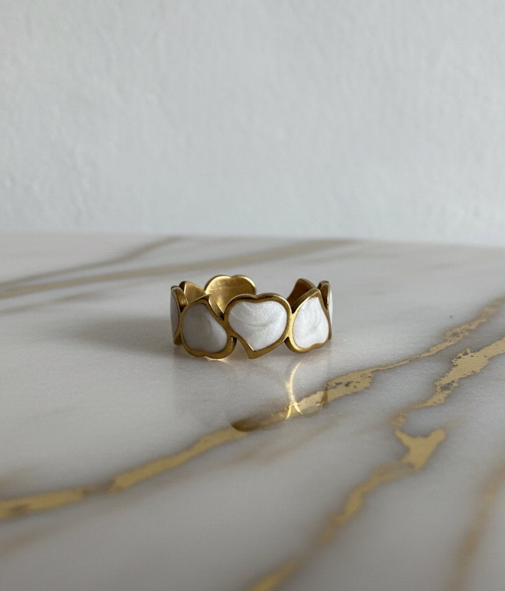 Gold & white Art adjustable rings