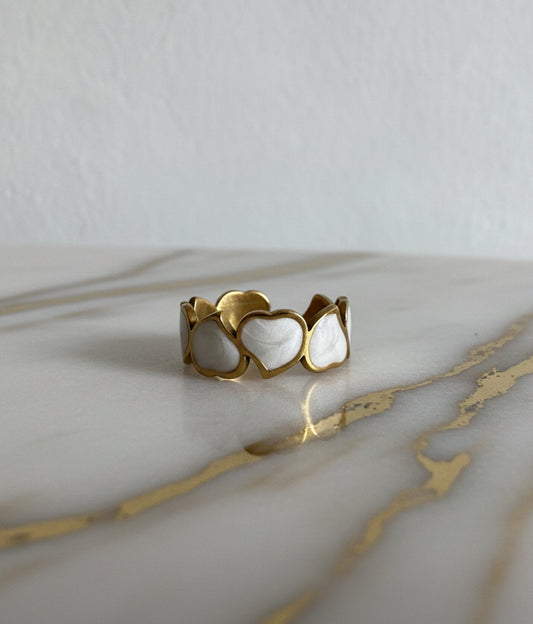 Gold & white Art adjustable rings