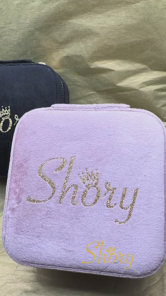 Velvet jewellery box with mirror